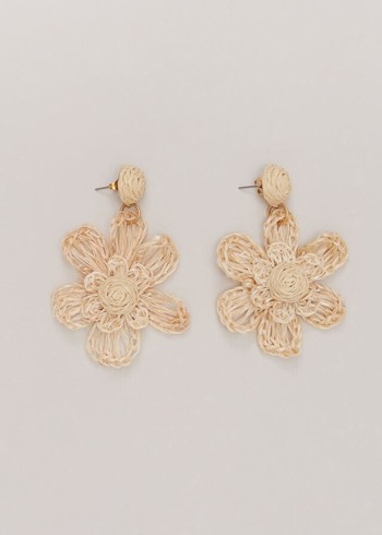 Phase Eight Raffia Oversized Flower Jewellery Beige Australia | ME9673521